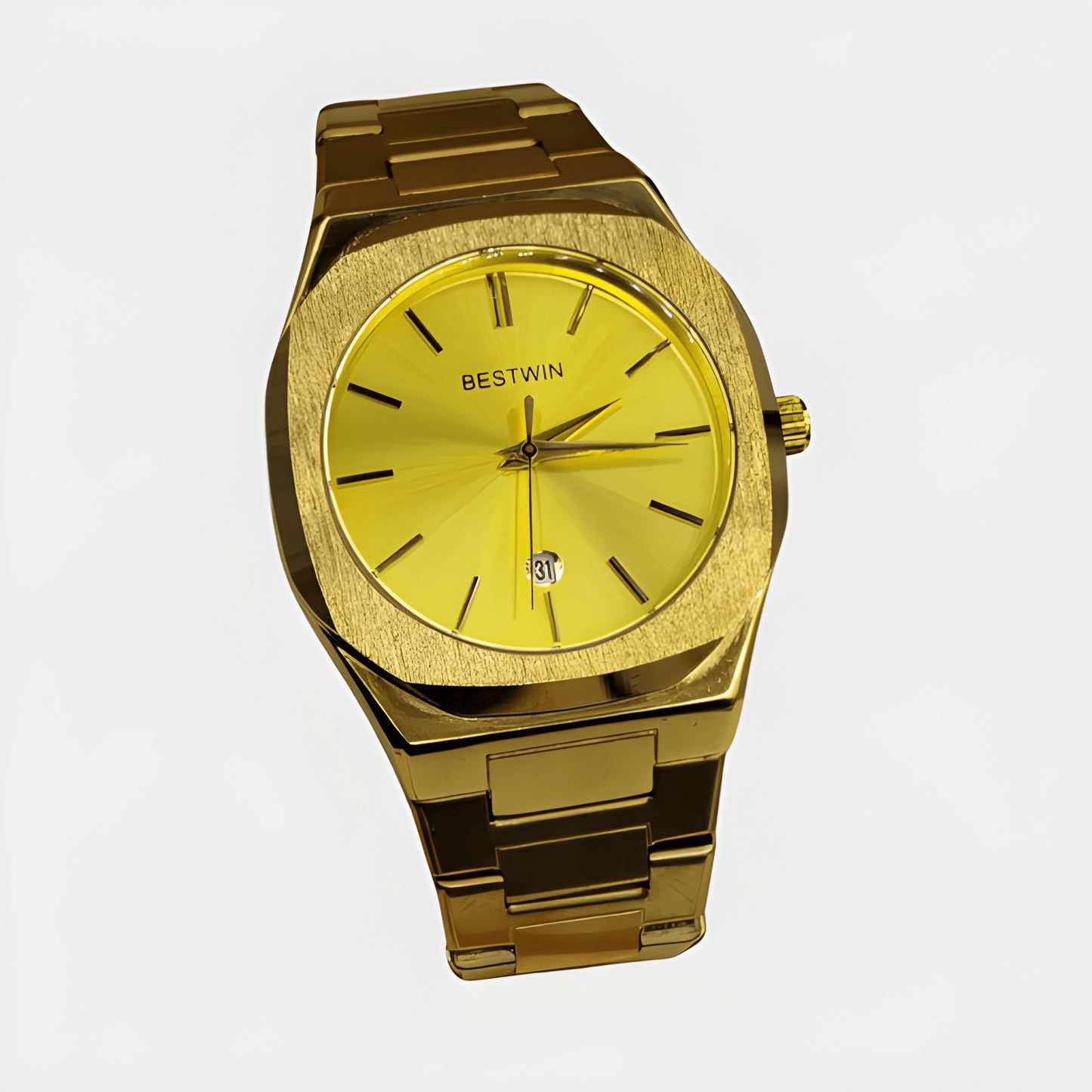 BESTWEN Men's Stainless Steel Luxury Watch – Dual Tone Gold & Silver