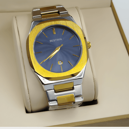 BESTWEN Men's Stainless Steel Luxury Watch – Dual Tone Gold &amp; Silver