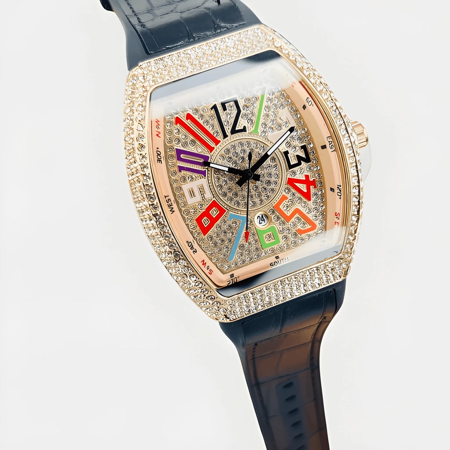 Luxury Franck Muller- Men's Watch – Diamond Dial, Premium Leather Strap