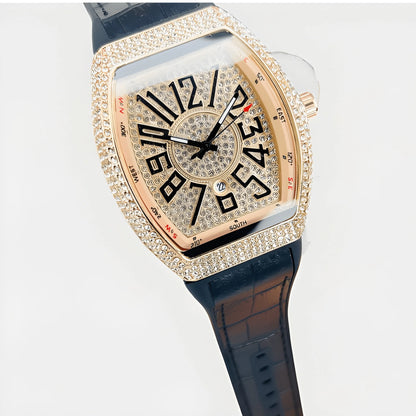 Luxury Franck Muller- Men's Watch – Diamond Dial, Premium Leather Strap
