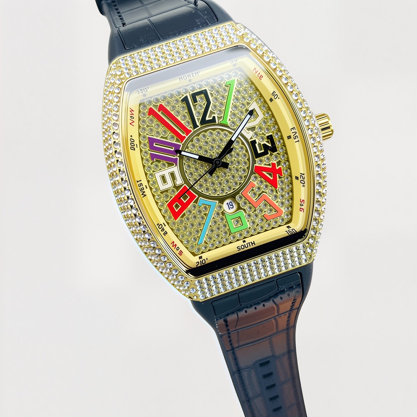 Luxury Franck Muller- Men's Watch – Diamond Dial, Premium Leather Strap