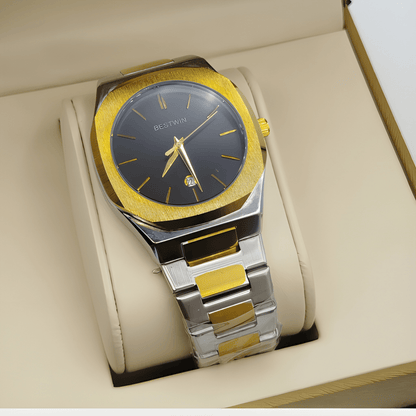 BESTWEN Men's Stainless Steel Luxury Watch – Dual Tone Gold &amp; Silver
